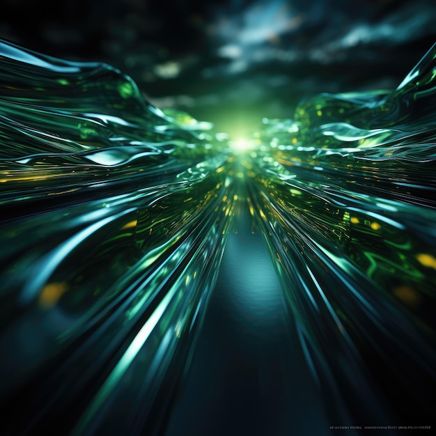 Abstract image of speed motion light green on a dark background