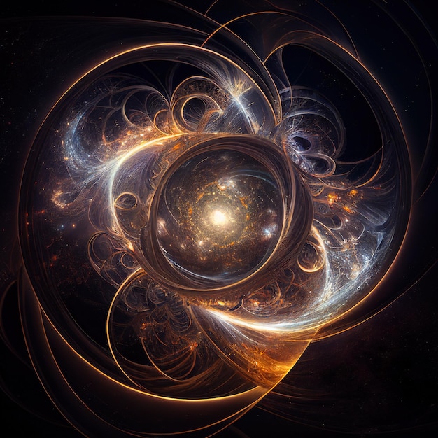 An abstract image of a spiral with gold and orange colors.