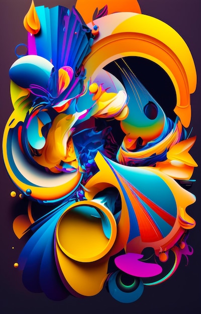 An abstract image with colorful swirls and shapes Generative AI