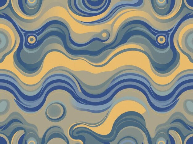 abstract image with a wave and the word  waves  in blue and yellow