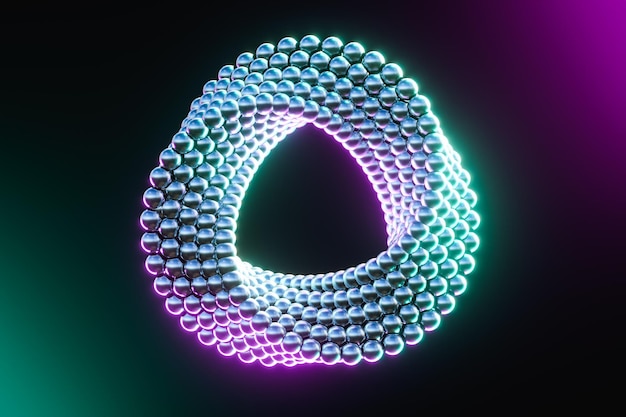 Abstract Impossible dark metal Balls ring Circle Shape 3d Rendering