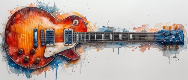 Photo abstract impressionistic electric guitar emotional expression realism and impressionism poster