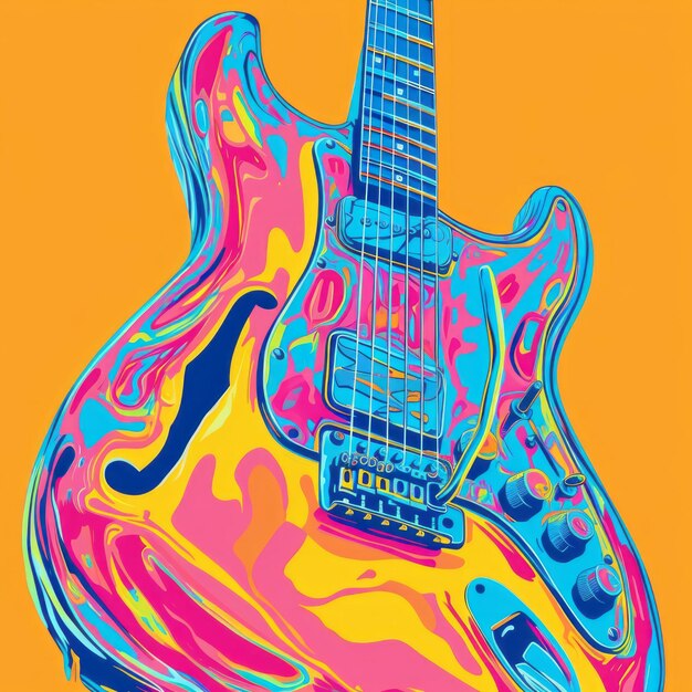 Abstract Impressionistic Electric Guitar Emotional Expression Realism and Impressionism poster