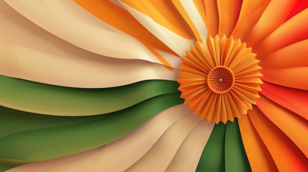 Abstract Indian Flag with 3D Floral Design