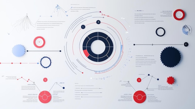 Abstract infographic design with circles gears and lines