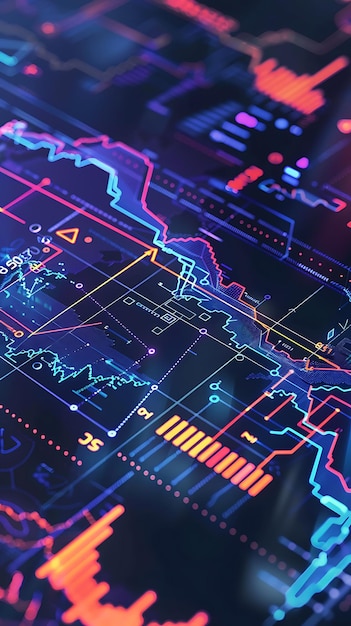 Abstract infographic of futuristic financial trends