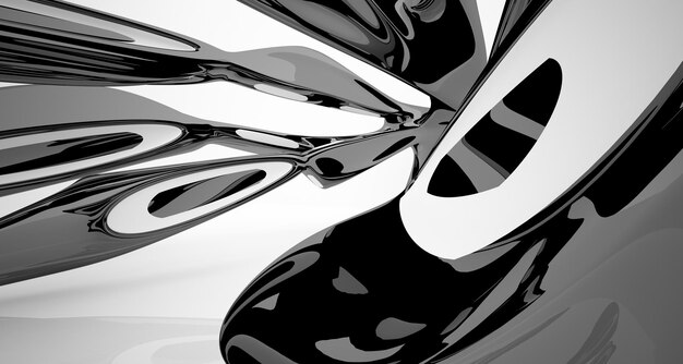 Photo abstract interior of rainbow gloss smoothed sculpture with black lines architectural minimalistic