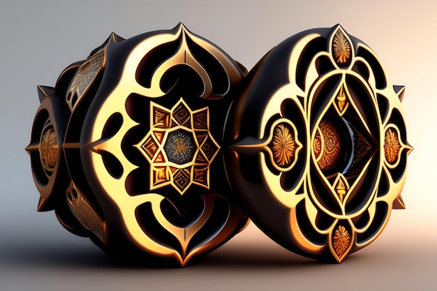 Abstract intricate symmetrical ornament Fantasy fractal texture Computer creativity 3D rendering