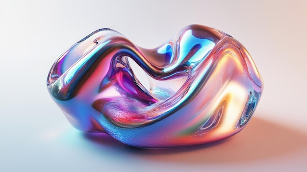 Abstract Iridescent Glass Sculpture