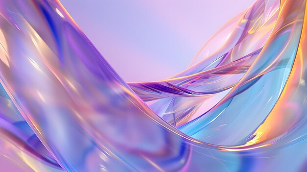 Abstract iridescent glasslike fluid shapes with vibrant colors