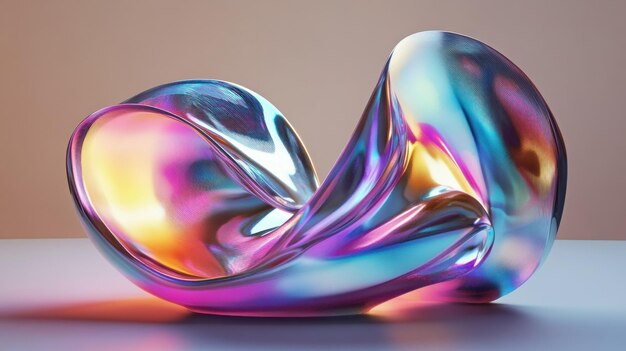 Abstract iridescent object with a complex wavy surface