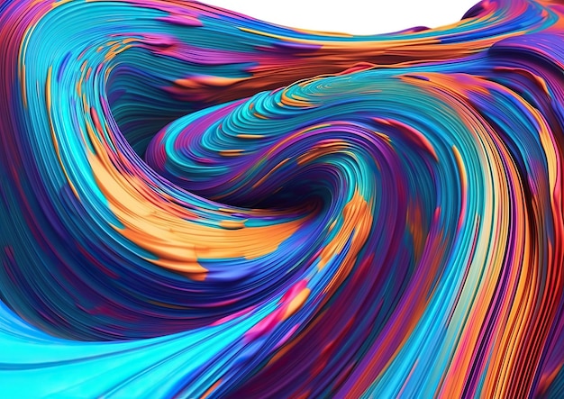 Abstract iridescent shape 3d render colorful spiral