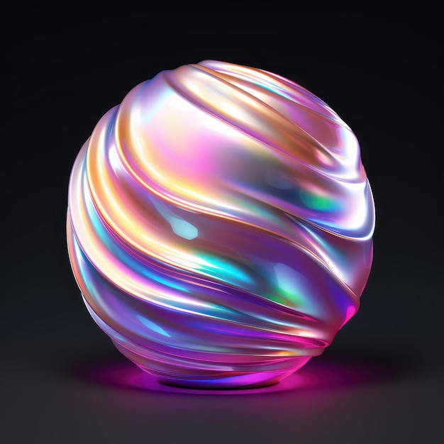 Abstract Iridescent Sphere with Holographic Cloth Texture AI Generated