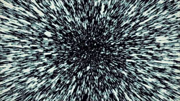 Photo abstract jump in space in hyperspace among stars and flying in the wormhole 3d illustration