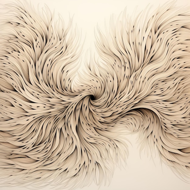 Abstract Kinetic Art Intricate Feathered Designs On White Background