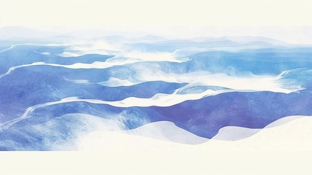 Abstract landscape featuring soft blue and white waves evoking tranquility and nature