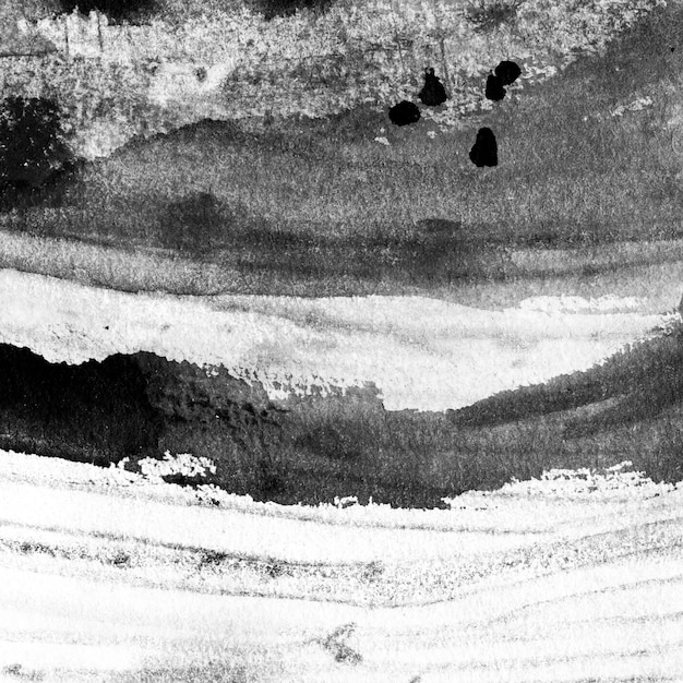 Abstract landscape ink hand drawn illustration Black and white ink winter landscape with river