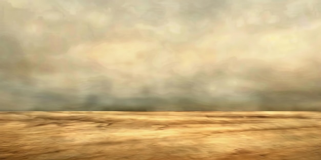 Abstract Landscape with Cloudy Sky and Golden Ground