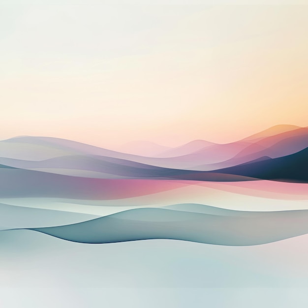 Photo abstract landscape with soft pastel colors and flowing lines evoking a sense of serenity and calm