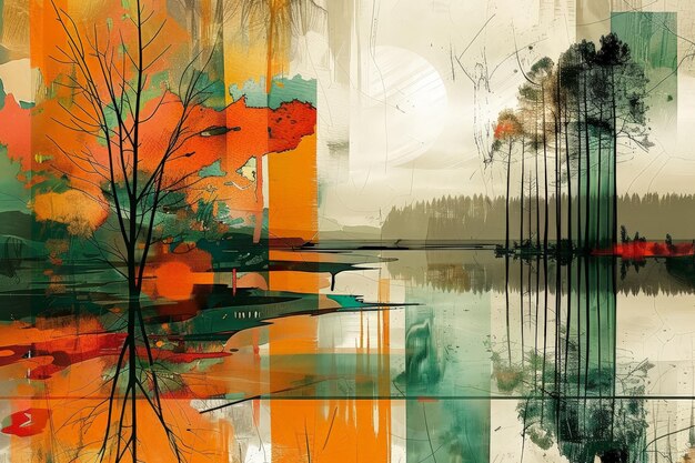 Abstract Landscape with Trees and Water