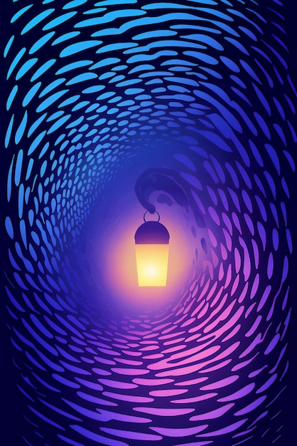 Photo abstract lantern in a swirling tunnel of light