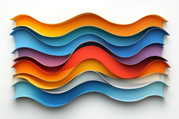 Photo abstract layered waves in a gradient of warm and cool colors symbolizing the harmony balance and fl