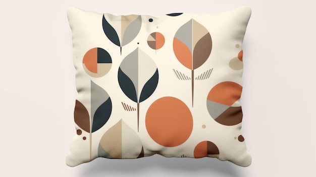 Photo abstract leaf design cushion in orange and brown