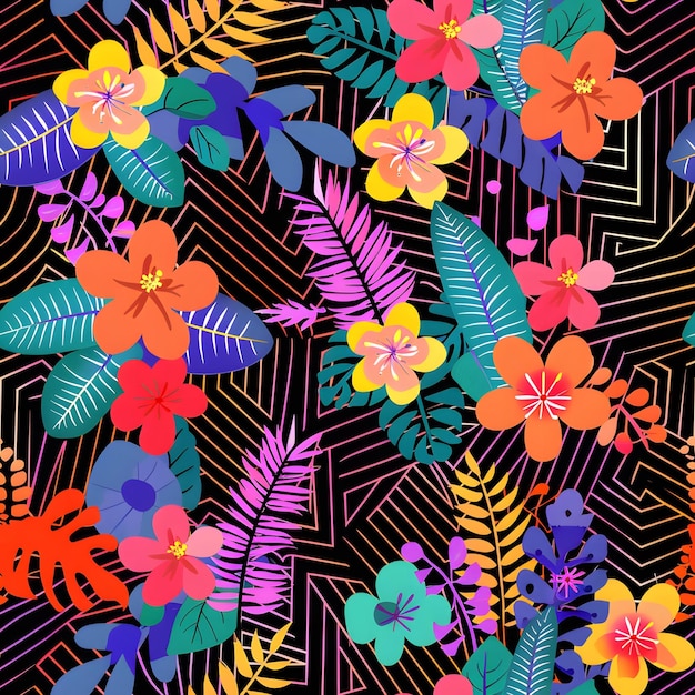 abstract leaves pattern tropical floral pattern