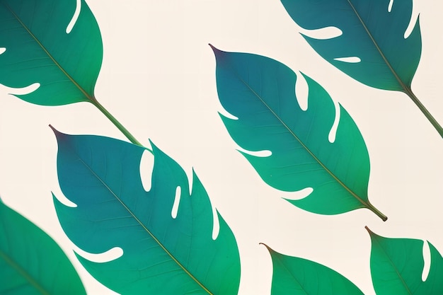 Abstract leaves with watercolor gradient