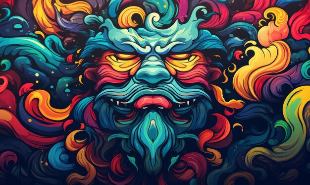 Abstract legends flat design top view mythical theme cartoon drawing vivid