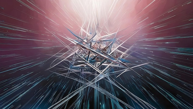 abstract light background digital art with pulsating matrix and intersecting lines abstraction