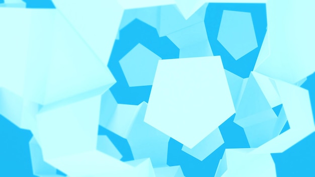 Abstract light blue pentagon structure background geometric background 3d rendering