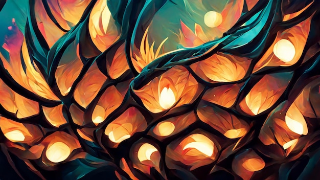 Abstract light body lines dragon pattern illustration background 3D illustration