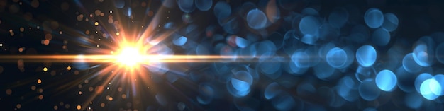 Photo abstract light burst with blue bokeh and shining flare bright cosmic light flare