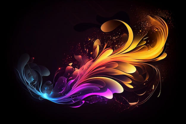 Abstract Light Effect Element Design on Black Background