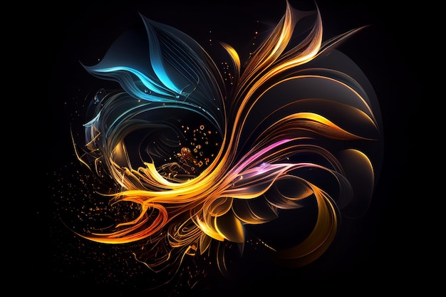 Abstract Light Effect Element Design on Black Background