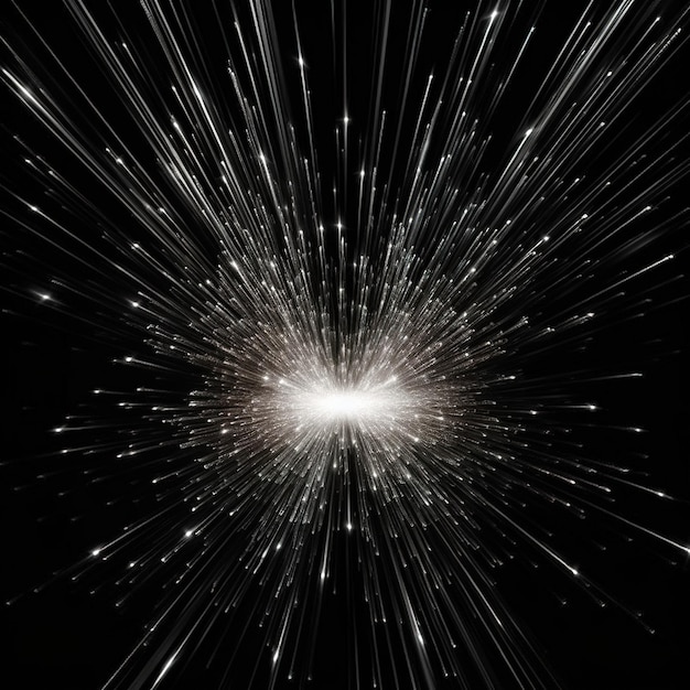 Abstract Light Rays and Sparkles on a Black Background Generative AI