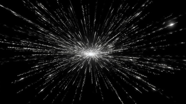 Abstract Light Rays and Sparkles on a Black Background Generative AI