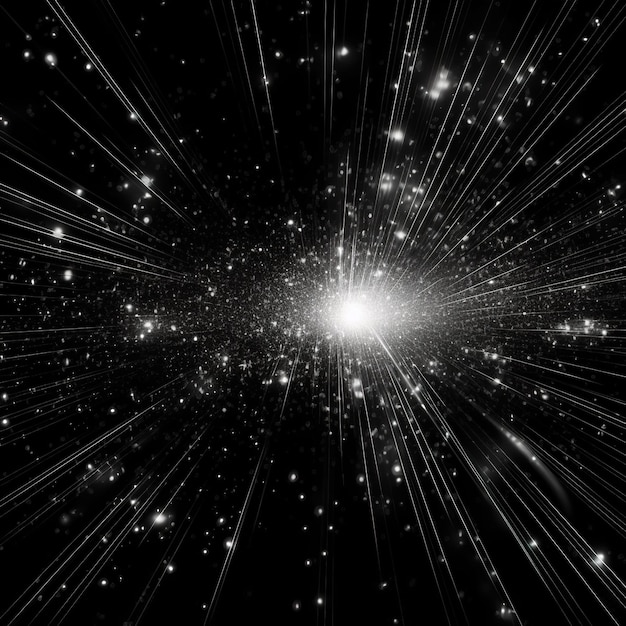 Abstract Light Rays and Sparkles on a Black Background Generative AI