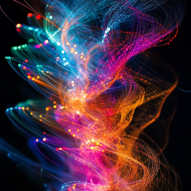 Photo abstract light streaks with multiple colors