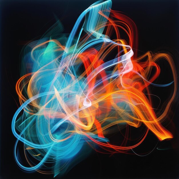 Abstract Light Swirls with Vibrant Colors AI Generative