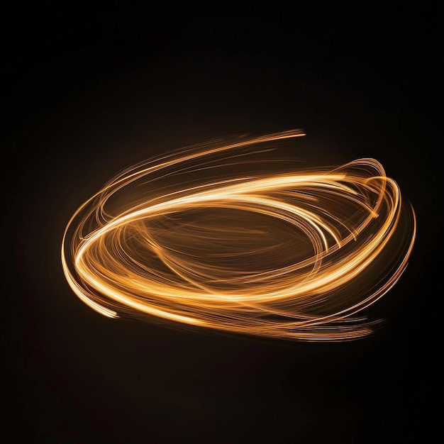 Photo abstract light trails in gold