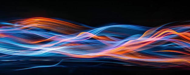 Photo abstract light trails in motion on black background dynamic and vibrant visual concept