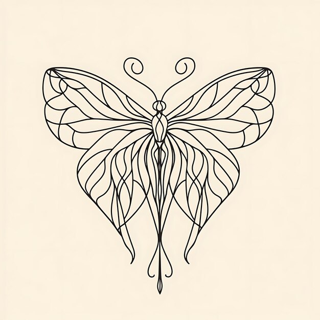 Photo abstract line art butterfly illustration