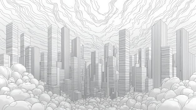 Abstract Line Art Cityscape