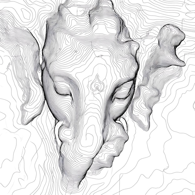 Photo abstract line art elephant head