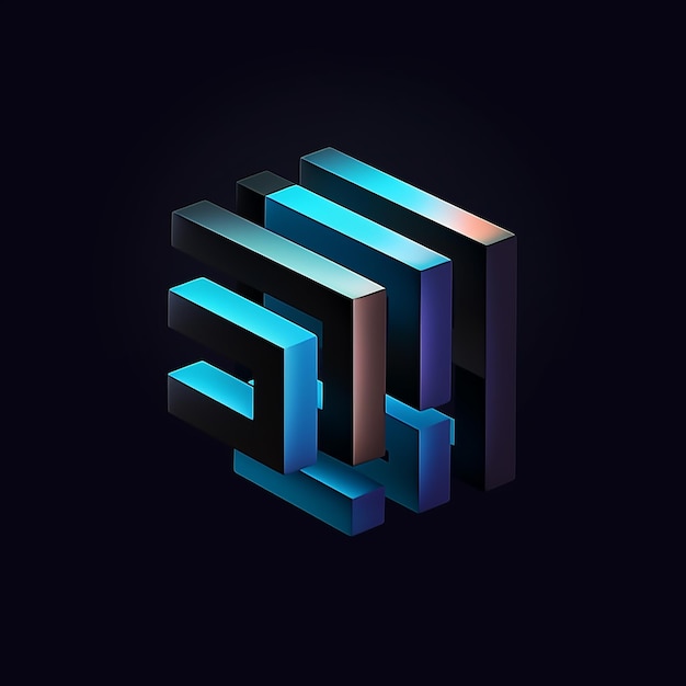 Abstract linear 3d squared logo for company design