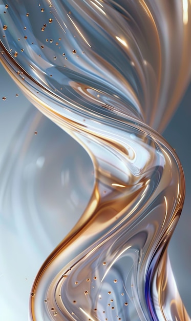 Abstract Liquid Gold Swirling on a Blue Background