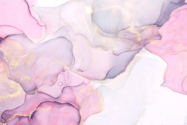 Abstract liquid ink painting background in pink colors