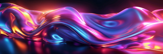 Abstract Liquid Metal with Neon Lights